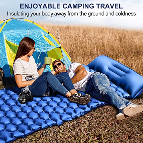 Optifit Polyester Air Mattress With Pillow And Built-In Foot Pump, Portable & Connectable Camping Sleeping Bed Inflatable Mattress For Camping Backpacking Hiking Traveling Tent Car, Blue, Single - Image 5