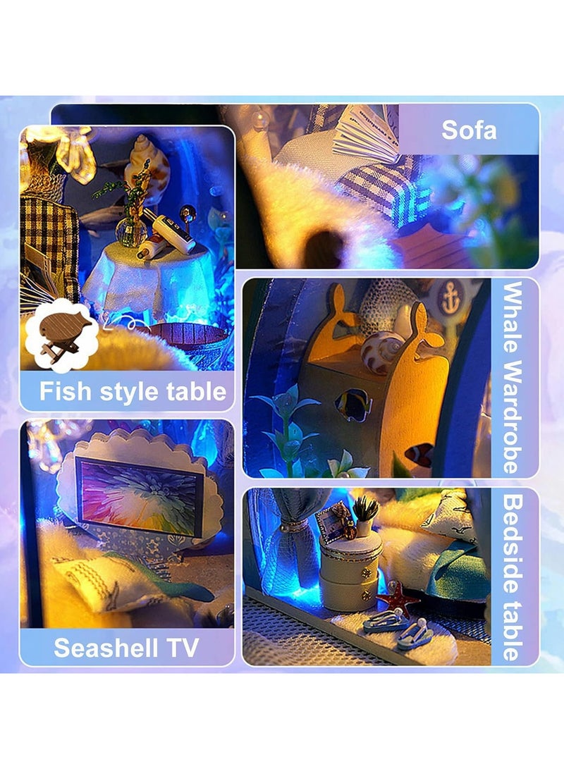 general DIY Miniature Dollhouse Kits, Tiny House Kits 1:24 Scale, Miniature House Kits with Furniture, Great Handmade Craft Gifts, Sweet Home for Mermaid Princess - Image 3