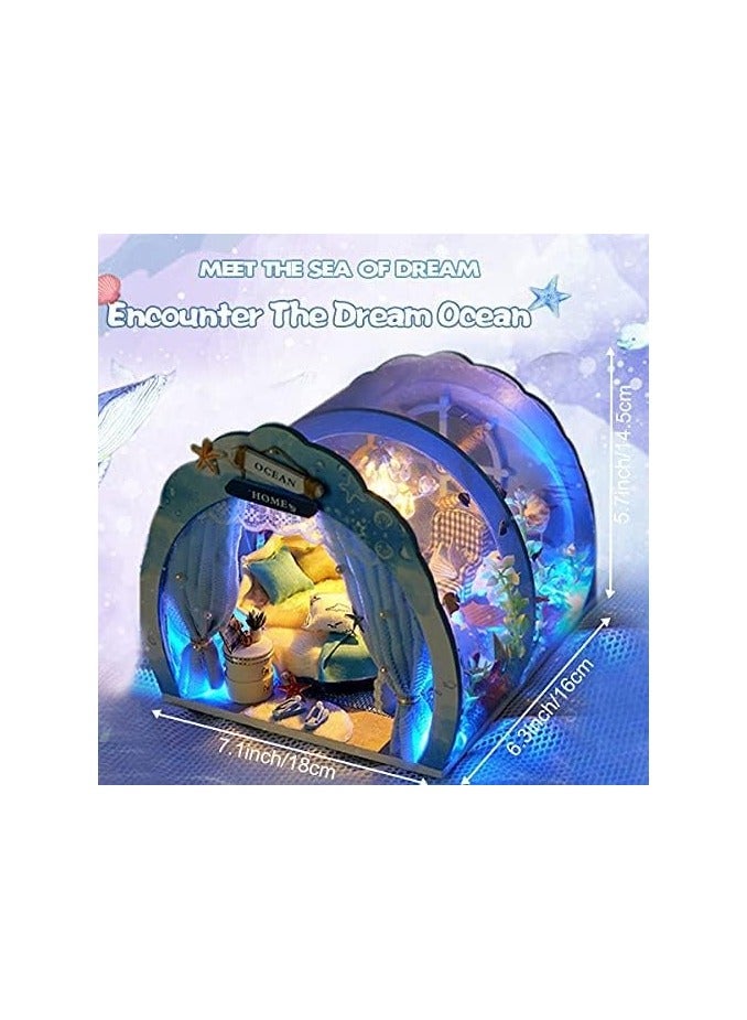 general DIY Miniature Dollhouse Kits, Tiny House Kits 1:24 Scale, Miniature House Kits with Furniture, Great Handmade Craft Gifts, Sweet Home for Mermaid Princess - Image 2