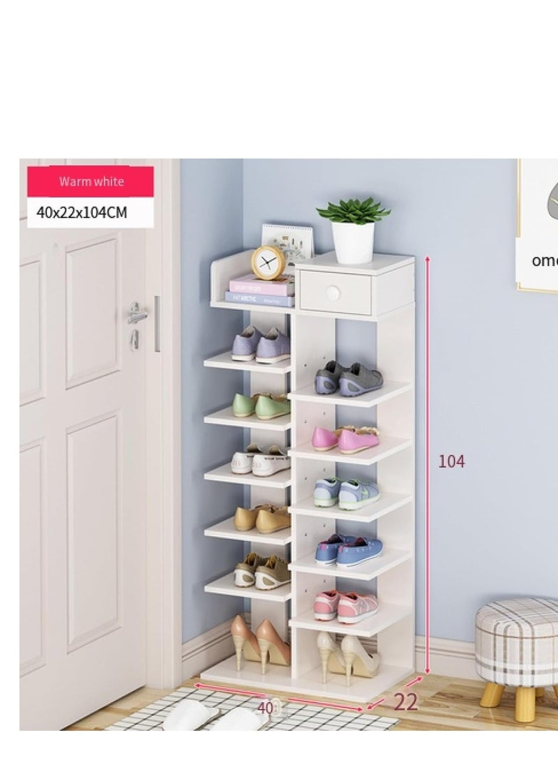 Generic - Multi-layer storage pattern Nordic wooden shoe rack small floor area simple modern shoe cabinet storage drawer simple door small - Image 1