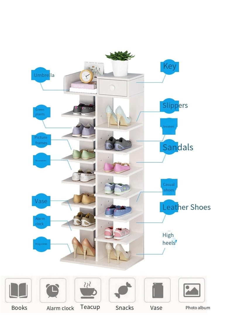 Generic - Multi-layer storage pattern Nordic wooden shoe rack small floor area simple modern shoe cabinet storage drawer simple door small - Image 1