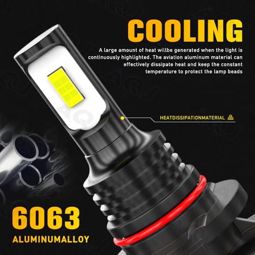 CJZJPV For Toyota Sequoia 2001-2007 LED Light Bulbs Combo, 4pcs Super Bright 6500K White H4/9003 High Low Beam and 9005 Fog Lights LED Bulbs, Ip68,Plug-N-Play,with Fans - Image 4