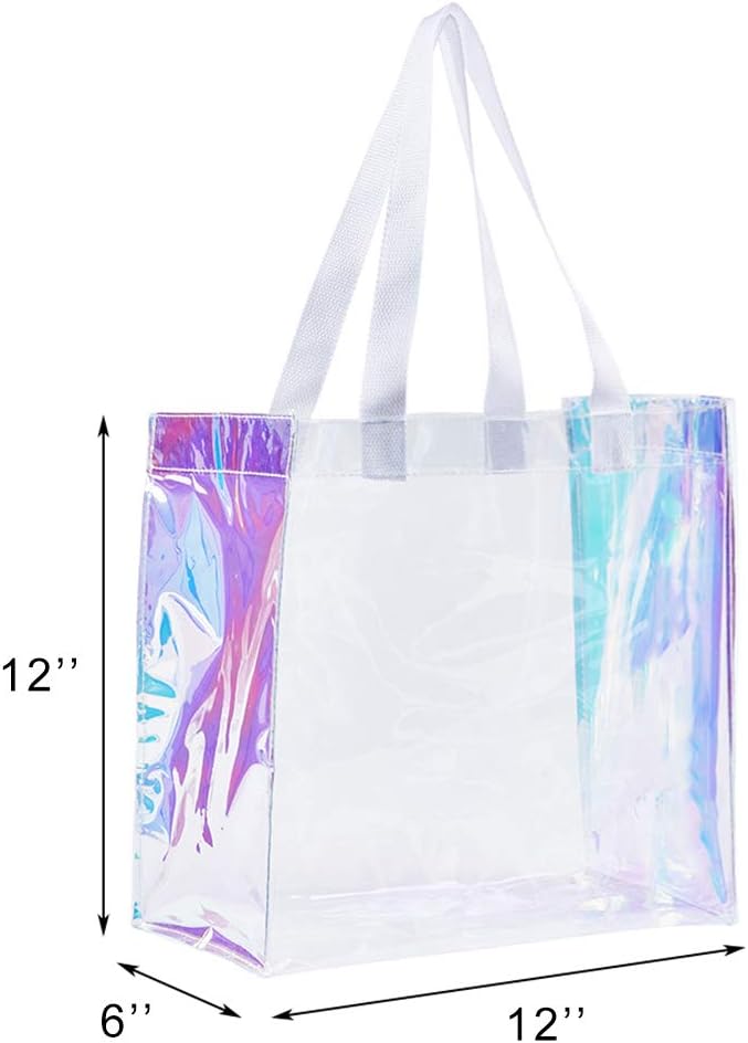 Edraco Clear Tote Bag, 2-Pack Stadium Approved Hologram Clear Bag, Great for Sports Games, Work, Security Travel, Stadium Venues or Concert, 12"X 12"X 6" - Image 2
