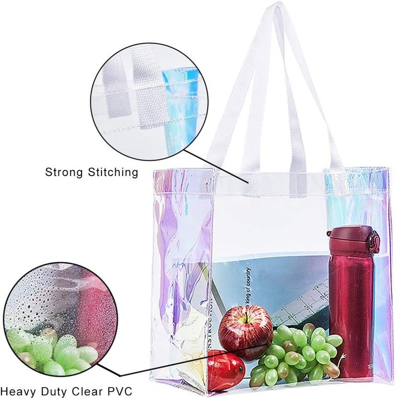 Edraco Clear Tote Bag, 2-Pack Stadium Approved Hologram Clear Bag, Great for Sports Games, Work, Security Travel, Stadium Venues or Concert, 12"X 12"X 6" - Image 3