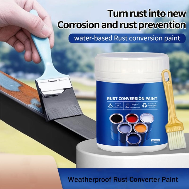 Makbeaty Weatherproof car Rust Converter Paint For Metal, Rusts Remover for Metals and Primer, Water-Based Industrial Anti-Rust Metallic Paint with Brush (Gray) - Image 2