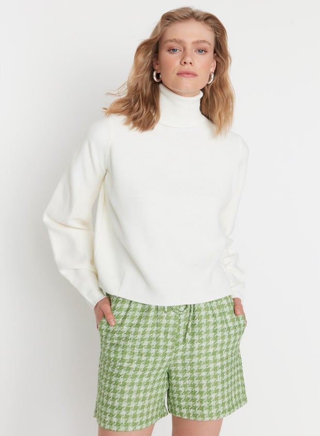 trendyol Ecru Basic Turtleneck Knitwear Sweater - Image 3