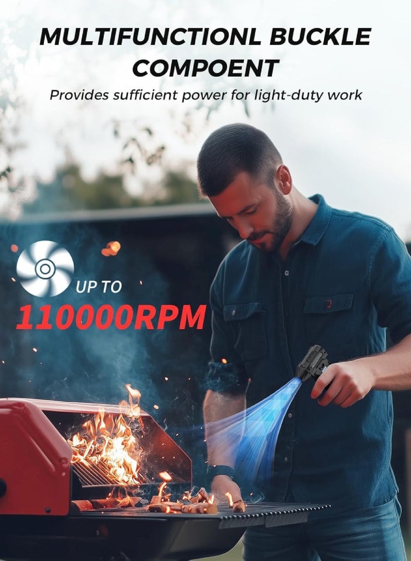 DIGI CORE Compressed Air Duster, 110000RPM Turbo Violent Fan Jet Blower Stepless Electric Cordless Car Dryer Air Blower Emergency Cutter & Hammer, Mini Blower For Leaf, Dust, PC, & Car F015-1 Vacuum Cleaner Portable Blower Black - Image 3