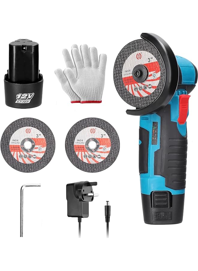 erorex Mini Cordless Angle Grinder 12V Grinding Machine With Battery For Cutting Polishing And Sharpening Battery Grinder Side Disc Grinder 19500 Rpm Tool With Grindering Wheel - Image 1