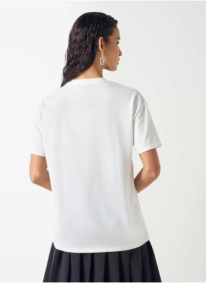 2Xtremz 2Xtremz Embellished T-shirt with Short Sleeves