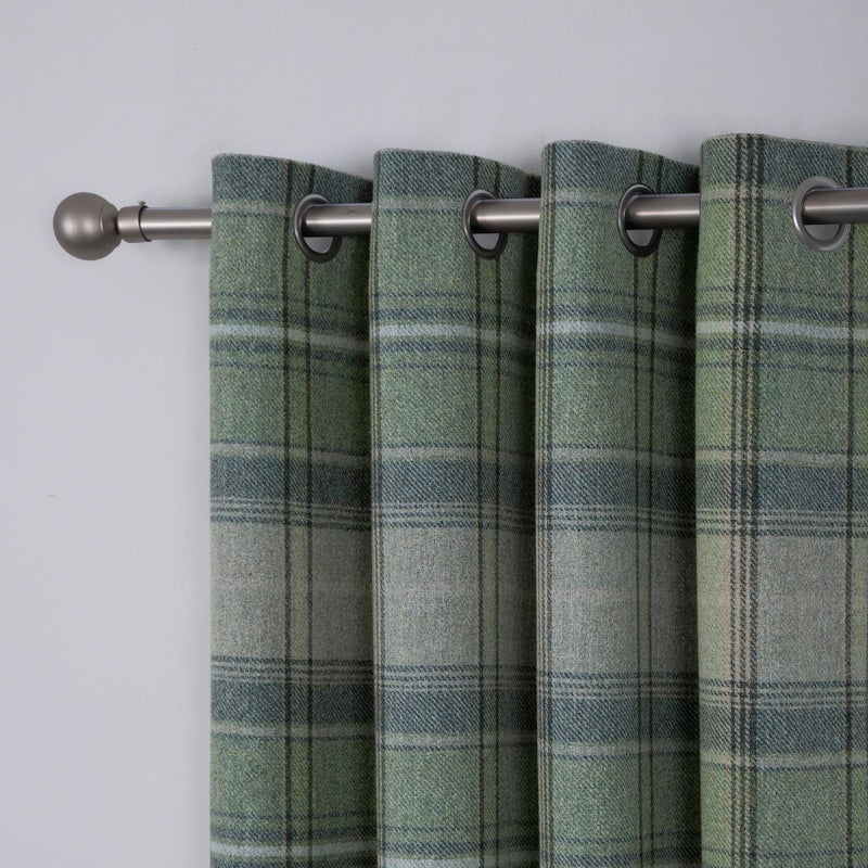 always4u Woolen Look Plaid Curtains Modern Window Panels Green Check Tartan Curtains for Living Room Bedroom 2 Panels Green 45 * 84 Inches - Image 2