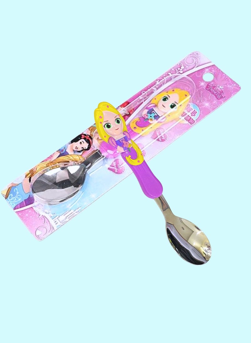 ديزني ملعقة أطفال ستانلس ستيل مع شخصية كرتونية متنوعة (حسناء) - Image 1