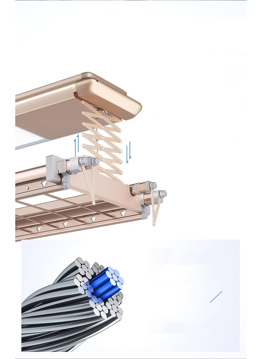 Rainbow Drywell Rainbow Drywell Intelligent Voice Operated Remote Controlled Clothes Dryer 5 Year Motor Warranty Metal Body for Drying in Passage Balcony Roof Ceiling Color Gold LED 4ft7ft  - Image 3