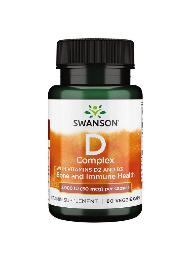 SWANSON Vitamin D Complex With Vitamins D2 & D3 Complete Sunshine Vitamin Complex For Bone Dental & Immune Health Vitamin Supplement ( 50 Mcg 60 Veggie Capsules ) - Image 2