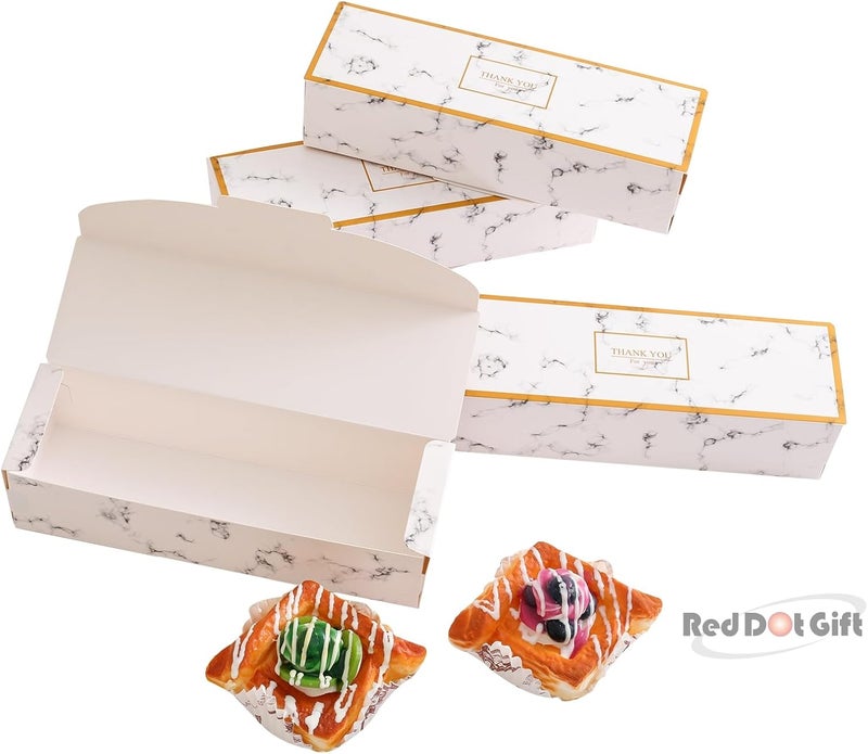 Red Dot Gift® 10pcs Thank You Box - Marble White Rectangular Cardboard Biscuit and Cookie Packaging - Image 5