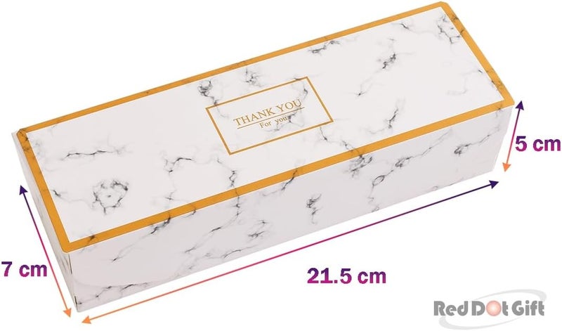 Red Dot Gift® 10pcs Thank You Box - Marble White Rectangular Cardboard Biscuit and Cookie Packaging - Image 2
