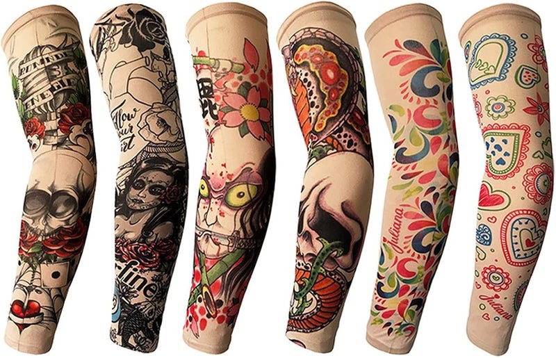 YARIEW Tattoo Sleeves for Men, 6Pcs Arm Sleeves Fake Tattoos Sleeves to Cover Arms Sun Protection Sleeves Tattoo Sleeve Covers Tattoo Cover Up Sleeve Temporary Tattoo Sleeves for Men and Women (Set 5) - Image 1