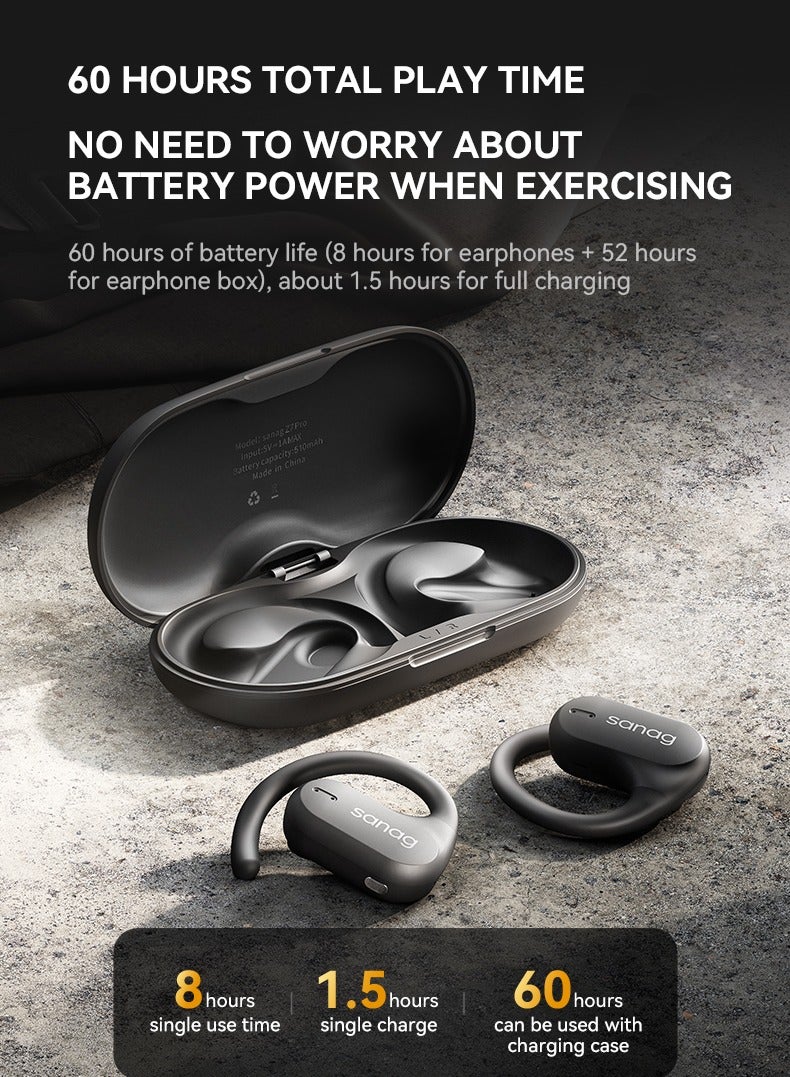 sanag سماعات أذن لاسلكية Z7، تناسب آمن ومقاومة للماء IPX5، سماعات أذن أنيقة ومتينة مع عمر بطارية طويل يصل إلى 60 ساعة متوافقة مع الهاتف المحمول، الجهاز اللوحي، الكمبيوتر المحمول، (لون كريم) - Image 5