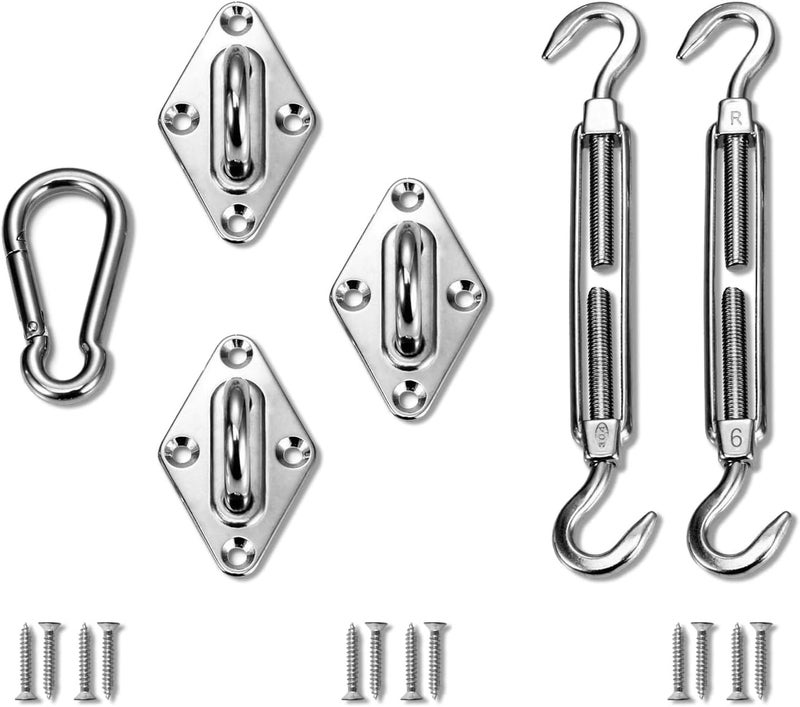 Tang Sunshades Depot Sun Shade Sail Hardware kit Set 6 Inches Super Heavy Duty Marine Grade for Triangle Shade Sail - Image 1