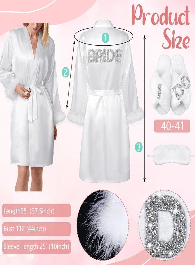 Croloose 9 Pcs Rhinestone Bridal Shower Gift Set Bride Robe Tumbler Slippers Hair Clips Makeup Bag Bachelorette Party Gift Box Wedding Engagement Gifts for Bride to Be Bachelorette Wedding Party Gifts - Image 2
