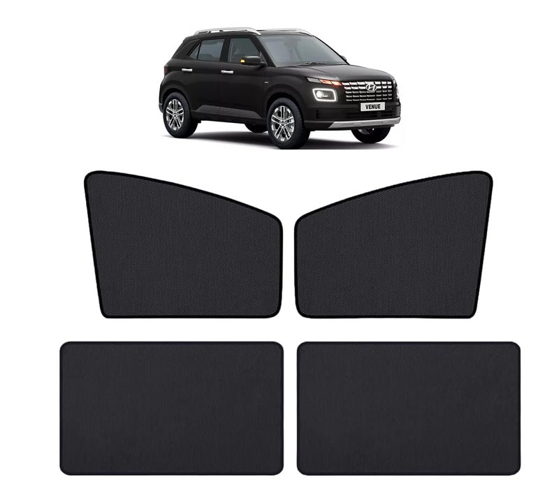 Auto Hub Car Window Sunshade/Curtains Compatible with Hyundai Venue (Model-2019-2025) - Pack of 4, Venue Sun Shade - Image 1