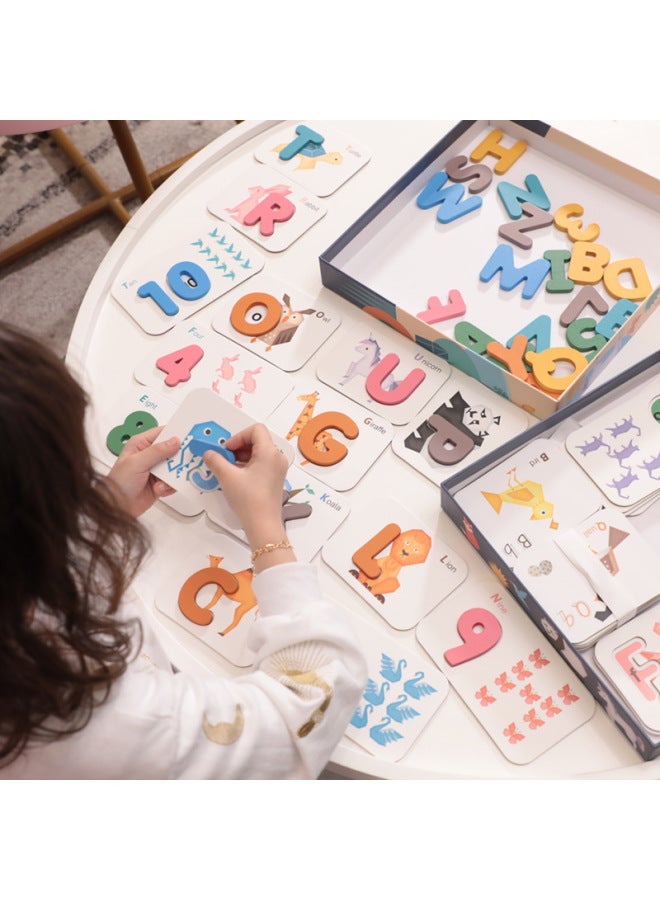 Alphabet Card Children's Educational Digital Alphabet Matching Card Double-Sided Three-Dimensional English Cognitive Puzzle Learning Toy-Color:Small Migratory Bird Alphabet - Image 1