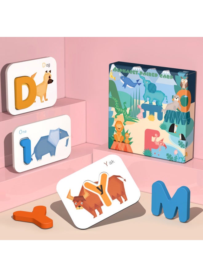 Alphabet Card Children's Educational Digital Alphabet Matching Card Double-Sided Three-Dimensional English Cognitive Puzzle Learning Toy-Color:Small Migratory Bird Alphabet - Image 2