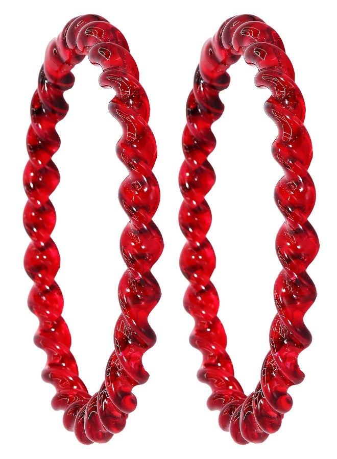 NMII طقم أساور كريستالية حلزونية بتصميم ملتوي من NMII للنساء والفتيات | أساور زجاجية للنساء | طقم أساور زجاجية حمراء | أساور كريستالية زجاجية | كانش كي كادي-(GK37-Baldar-Red-2.4) - Image 1