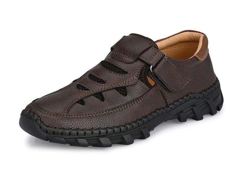MACTREE Brown Fishermen Faux Leather Sandals for Men - 09 UK - Image 1