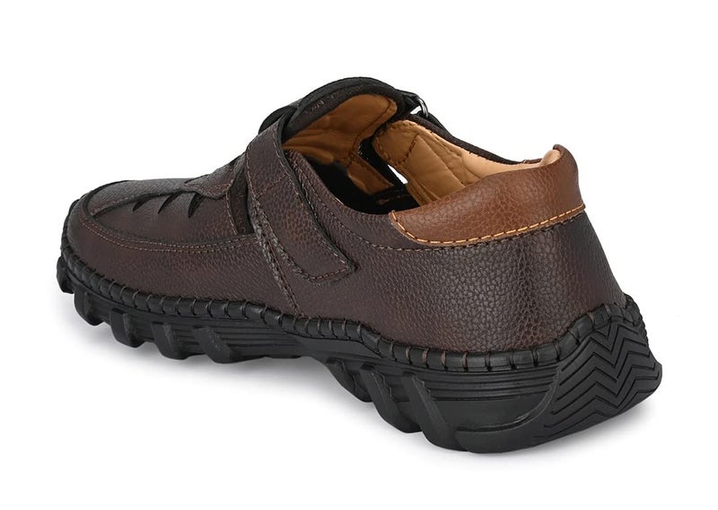 MACTREE Brown Fishermen Faux Leather Sandals for Men - 09 UK - Image 5