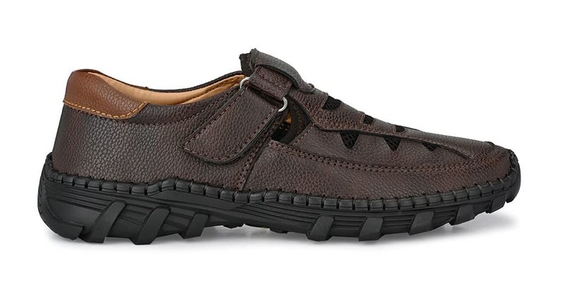 MACTREE Brown Fishermen Faux Leather Sandals for Men - 09 UK - Image 4