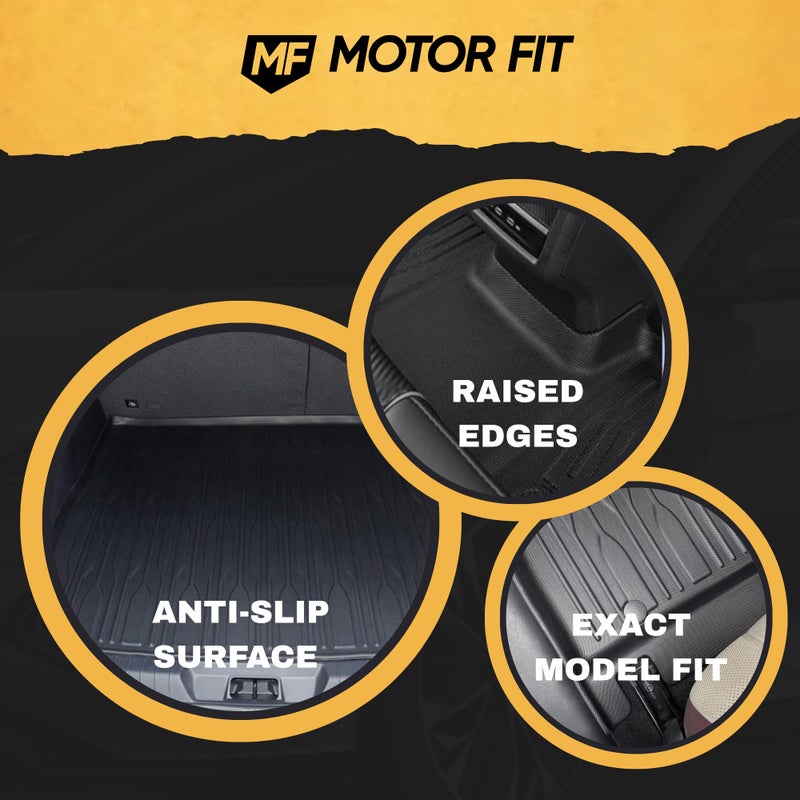 MOTOR FIT 3D All-Weather Car Floor Mats for BYD SONG PLUS | 4-Piece Waterproof Set with Anti-Slip Backing & Raised Edges | Interior Accessories for BYD SONG PLUS - Image 4