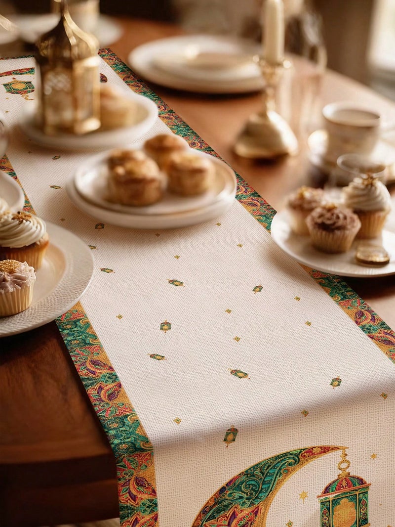 زينة رمضان مفرش طاولة رمضان – مقاس 33 × 183 سم – زينة رمضان للمنازل والحفلات - Image 2