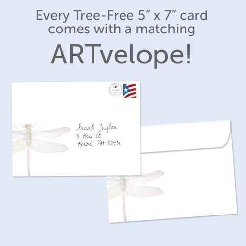 Tree-Free Greetings Magic Remnants Dragonfly All Occasion Cards - 2 Recycled 5x7 Cards & Matching Envelopes, Thick Cardstock, Sustainably Made in USA - Inspirational Art and Message - Image 3