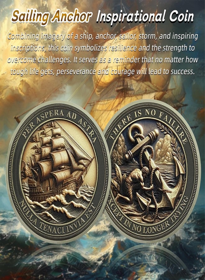 IELCJJ Sailing Anchor Inspiration Coin - Symbol of Faith and Strength Encouragement Challenge Coins - Incentive Awards Medallion Pocket Token - Collectible Office Commemorative Gifts - Image 2