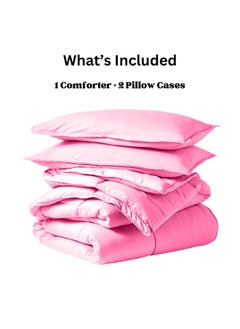 Home of linens Cotton - Plain - 3 Pieces Heavy Comforter Set - 3.6Kgs - Down Alternative Filling - (For Matress 160cm/180cm) - Size (230cm x 240cm) + 2 Pillow Case Covers (50cm x 70cm) - Purple  - Image 4