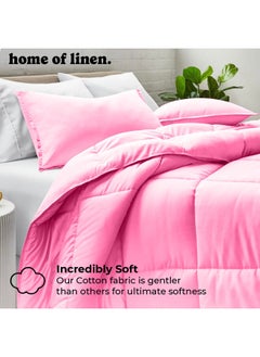 Home of linens Cotton - Plain - 3 Pieces Heavy Comforter Set - 3.6Kgs - Down Alternative Filling - (For Matress 160cm/180cm) - Size (230cm x 240cm) + 2 Pillow Case Covers (50cm x 70cm) - Purple  - Image 2