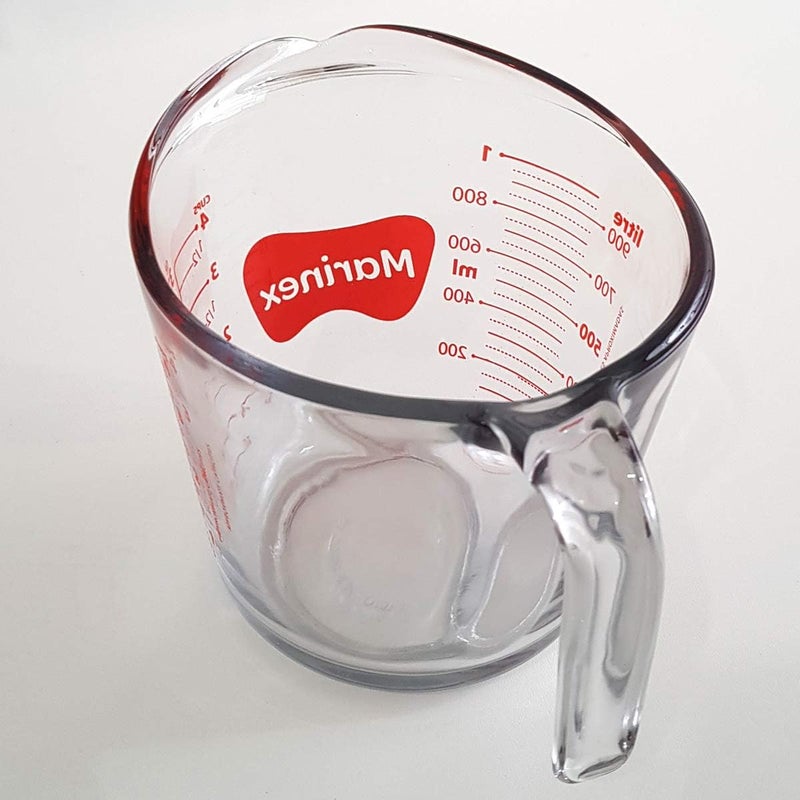 Marinex Glass Measuring Jug 1L, Durable Heat-Resistant Borosilicate Measuring Jug | Transparent Multi-Purpose Medium Glass Jug | Microwave, Freezer & Dishwasher Safe - Image 5