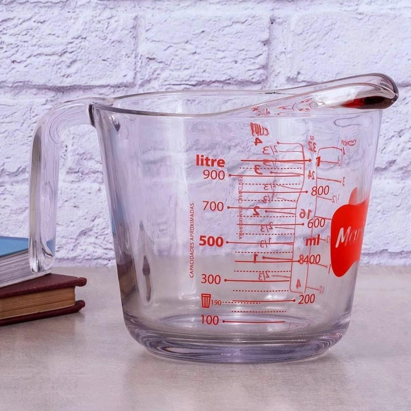 Marinex Glass Measuring Jug 1L, Durable Heat-Resistant Borosilicate Measuring Jug | Transparent Multi-Purpose Medium Glass Jug | Microwave, Freezer & Dishwasher Safe - Image 4