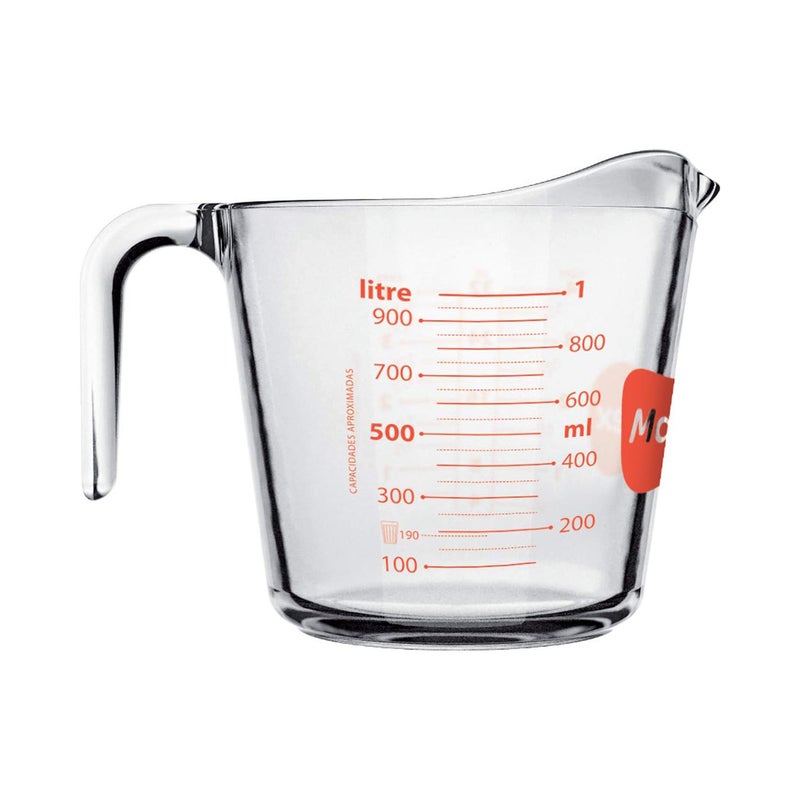 Marinex Glass Measuring Jug 1L, Durable Heat-Resistant Borosilicate Measuring Jug | Transparent Multi-Purpose Medium Glass Jug | Microwave, Freezer & Dishwasher Safe - Image 1
