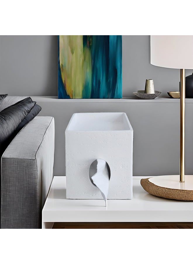 Hymmah Square Tissue Box Holder Cover with Tray,Unique Design Cube Tissue Dispenser Decor for Vanity Counter Tops Also Great for Bedroom and Living Room - Image 4