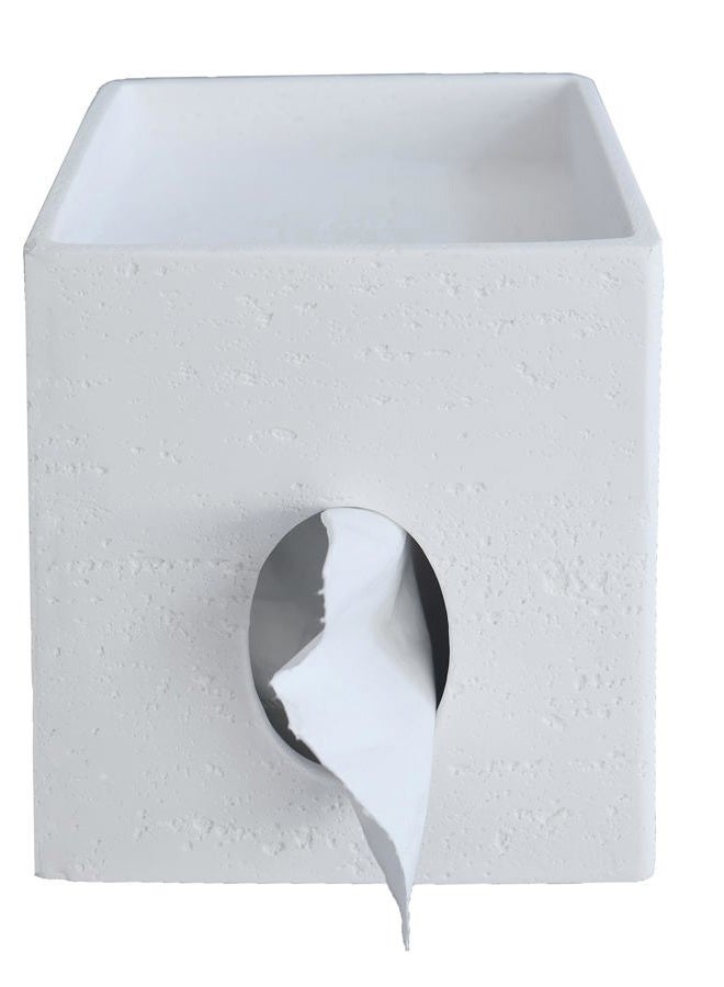 Hymmah Square Tissue Box Holder Cover with Tray,Unique Design Cube Tissue Dispenser Decor for Vanity Counter Tops Also Great for Bedroom and Living Room - Image 1