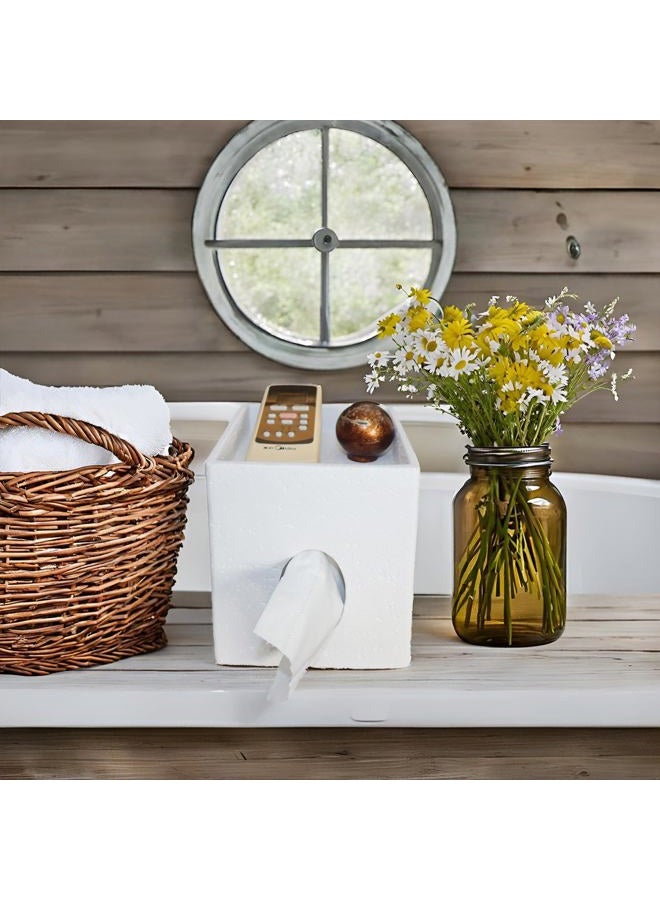 Hymmah Square Tissue Box Holder Cover with Tray,Unique Design Cube Tissue Dispenser Decor for Vanity Counter Tops Also Great for Bedroom and Living Room - Image 5