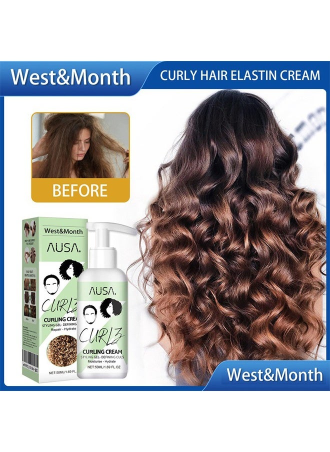 West&Month Curling Gel - Hair Royale Curly Hair Cream,Curl Boost Defining Cream,Hair Curling Cream for Wavy Hair,Curly Hair Cream Hair Royale Men,Volumizing Curly Hair Cream 50ml  - Image 1