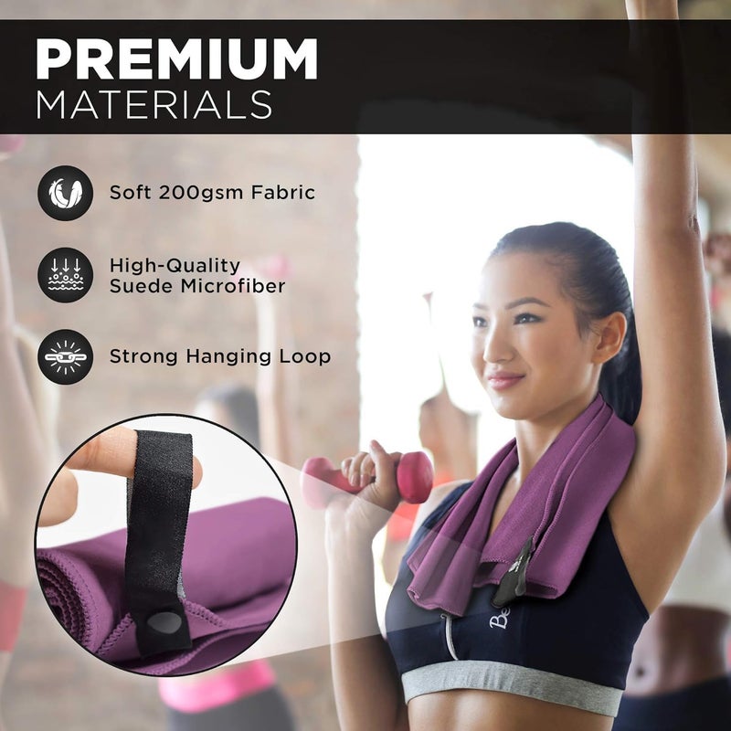 sheful Globally popular elegant design Quick Dry Towel - 3 Size Pack of Lightweight Microfiber Travel Towels w/Bag, 30x30cm, 40x60cm, 60x122cm- Fast Drying Towel Set for Camping, Beach, Gym, Backpacking, Sports, Yoga & Swim Use - Purple High strength upgraded material - Image 3