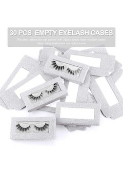 MAGEFY 30 Pieces Eyelashes Packaging Box Empty Eyelash Boxes Lash Box Packaging Glitter Paper Eyelash Storage Box Soft Paper Lash Case (Silver)  - Image 3