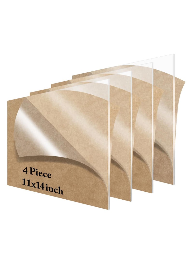 TPGP 4 Pieces 11x14 Acrylic Sheet, 1/8” Thick (3mm) Clear Plexiglass Sheet, for Sign, Craft, Photo Frame, DIY Display Projects  - Image 1