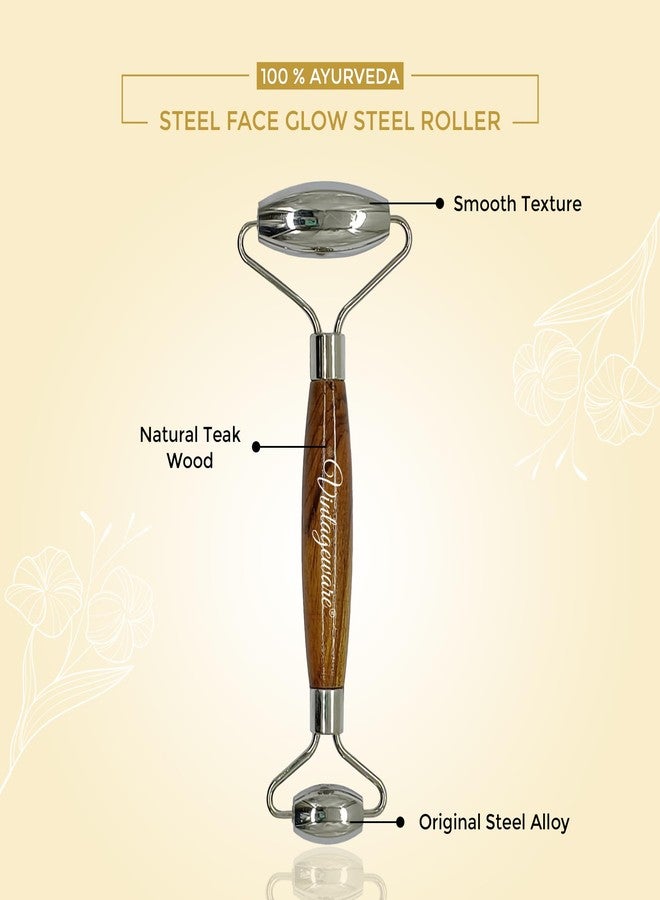 Vintageware® Premium Handmade Stainless Steel Facial Roller Beauty Tool With Natural Wooden Handle for Enhancing Your facecare Routine and Achieving Youthful, Glowing Skin - Image 4