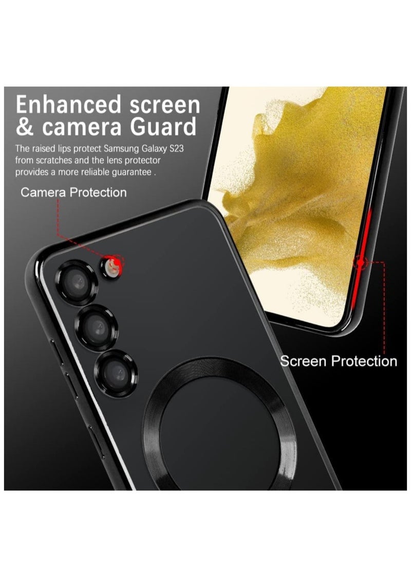 Magnetic Clear Case for Samsung Galaxy S23 with Camera Lens Protector Magsafe Compatible Electroplated Soft TPU Shockproof Anti-Scratch Phone Case - Image 4