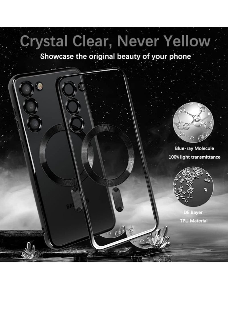 Magnetic Clear Case for Samsung Galaxy S23 with Camera Lens Protector Magsafe Compatible Electroplated Soft TPU Shockproof Anti-Scratch Phone Case - Image 2