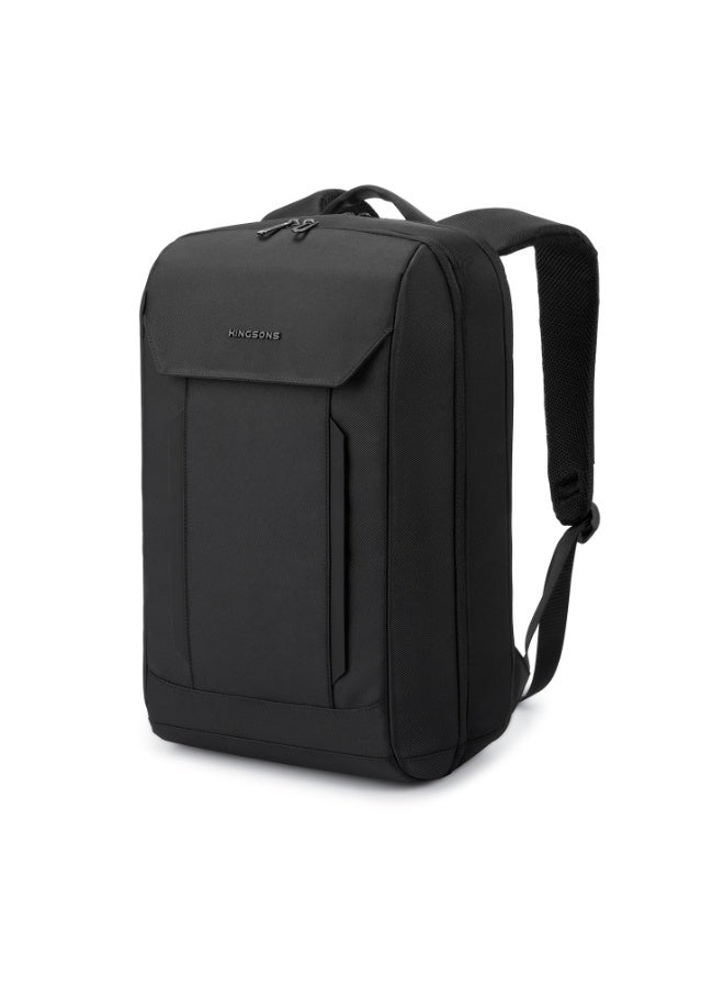 كينغسونز حقيبة لابتوب Kingsons مقاس 15.6 بوصة 🎒 لون أسود – مقاومة للماء 💧، 2 حجرة رئيسية 🧩، جيب مبطن للابتوب 💻، جيب للـ iPad 📱، 5 جيوب إضافية للإكسسوارات 🔌، تصميم عملي مريح، مع حزام حقيبة السفر الخلفي 🧳 مثالية للطلاب، العمل والسفر ✈️ - Image 2